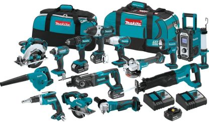 15-Piece Cordless Power Tool Combo Kit with Charger