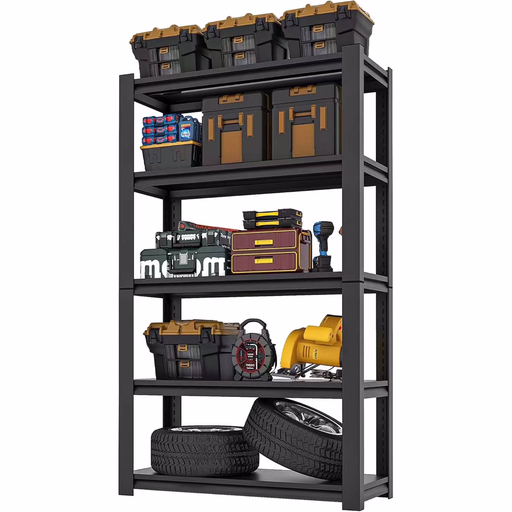 Garage Shelving, Garage Storage Shelves, 2500 LBS Heavy Duty Adjustable Metal Garage Shelves, Easy Assembly, Shelves for Garage Storage, Warehouse, Basement, Black