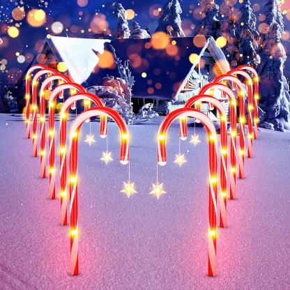 Outdoor Christmas Decorations,12 Pack Solar Christmas Candy Cane Lights with Wireless Remote Control & Bigger Solar Panel, 9 Modes Bright All Night Solar Christmas Yard Pathway Decorations