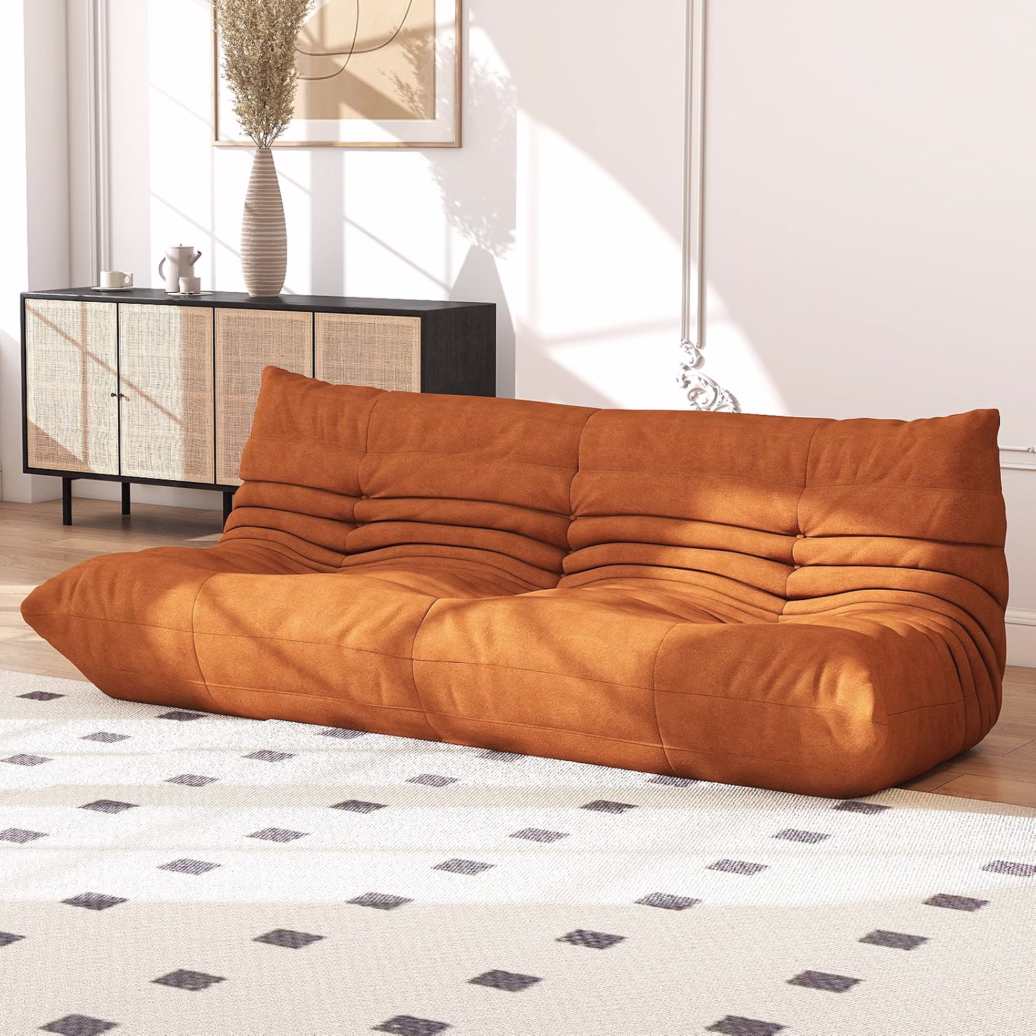 Full Foam Loveseat Sofa, Adult Bean Bag Floor Couch with Waterproof Fabric