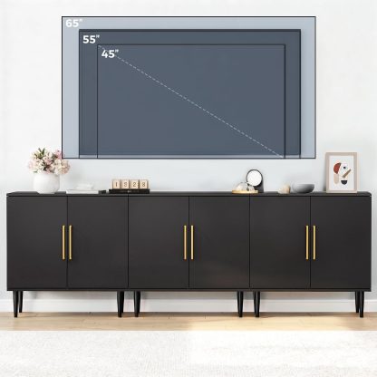 Fluted Storage Cabinet, Free Standing Buffet, Wood Sideboard, Multifunctional Accent Storage for Living Room, Hallway, Entryway, Dining Room (1, Oak)