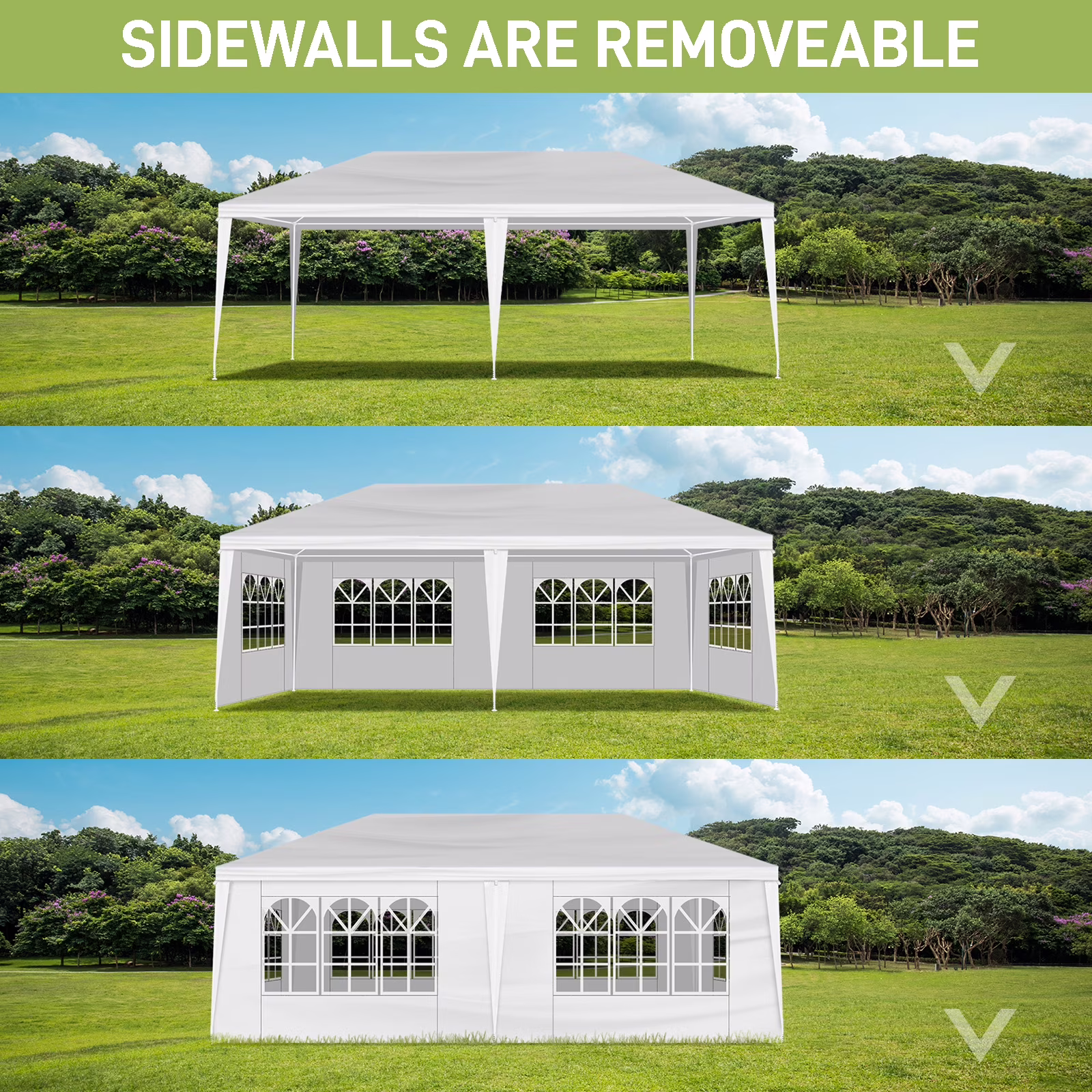 Large Outdoor White Awning, 10'x20' Outdoor Party Tent Wedding Tent With 6 Removable Sidewalls, Canopy Patio Wedding Gazebo, White, Easy To Install And Carry, Suitable For Camping, Hiking
