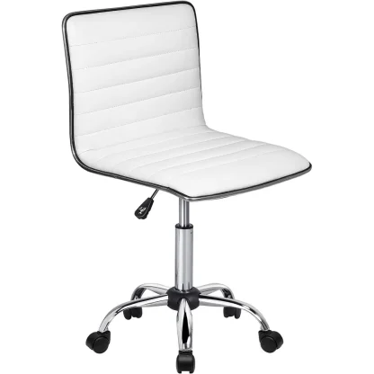 Adjustable Mid-Back Armless Swivel Office Chair, Ribbed Task and Vanity Chair for Small Spaces