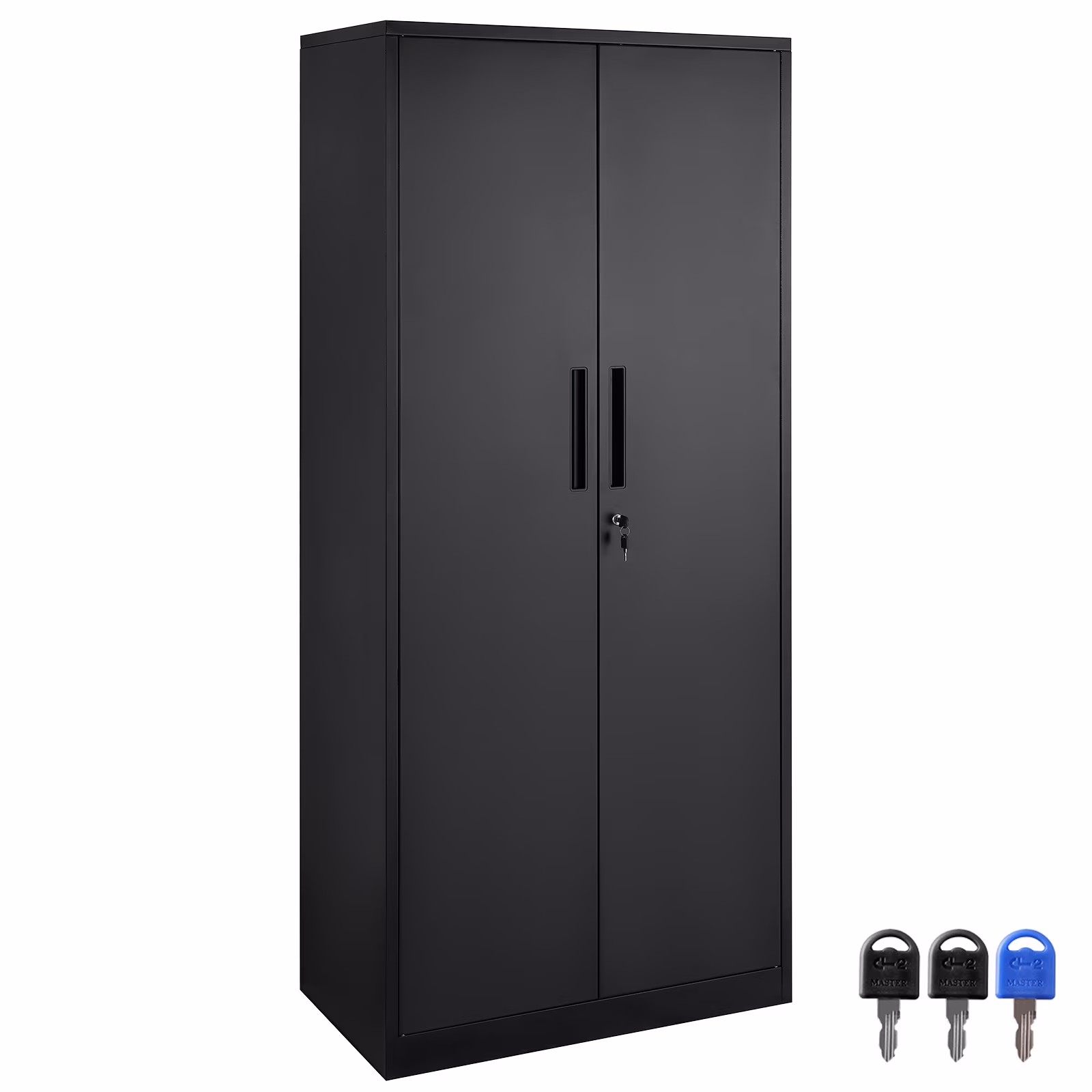 KFFKFF Iron Storage Unit, Secure Storage Unit with Dual Magnetic Entryways and Quartet of Customizable Racks, 71'' Iron Unit with 200 lbs Load Limit per Rack, Accompanied by Trio of Keys